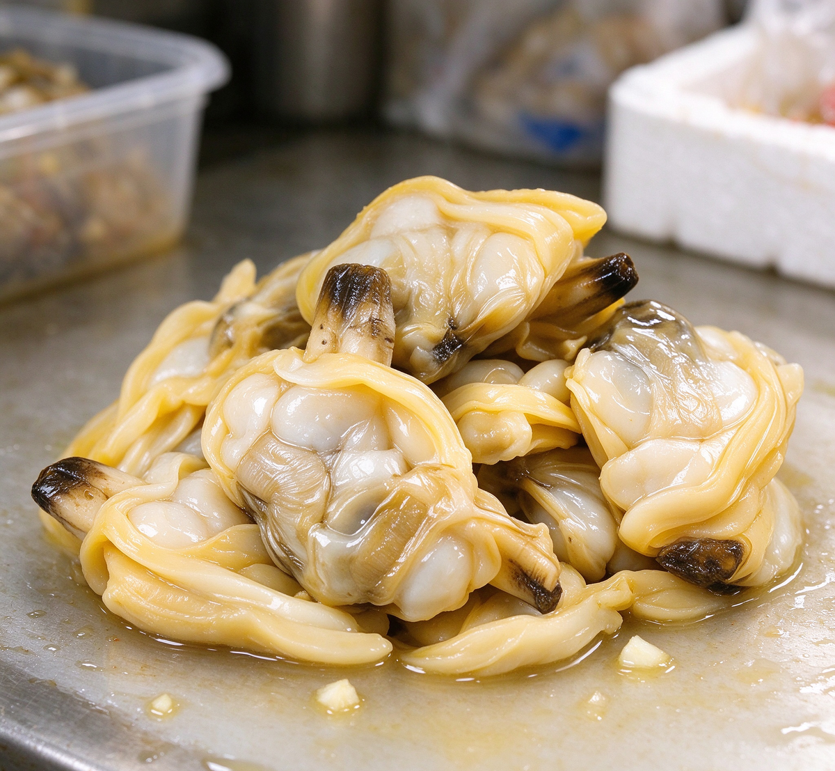Fresh oyster clusters on the half shell (photo 2 of 3)